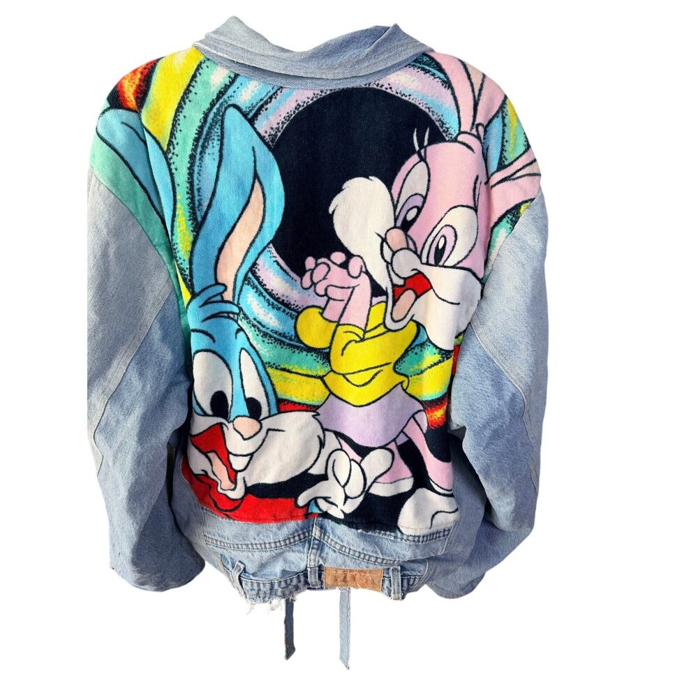 0259 Vtg 90s Too Cute Hollywood Tiny Toons Denim Jacket Buster Babs Size 22